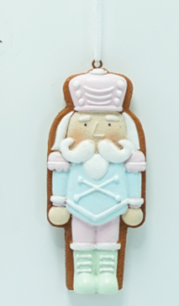 Soldier Gingerbread Nutcracker Ornament – Pastel Pink King Cookie Soldier